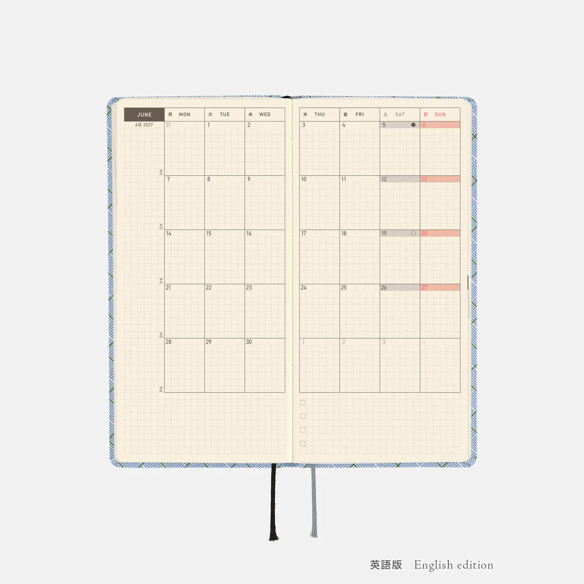Hobonichi Techo Weeks 2027 - Shirt Fabric: Graph Plaid