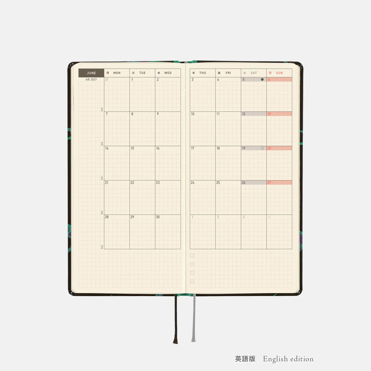 Hobonichi Techo Weeks 2027 - Natal Design: Lucky Swallow