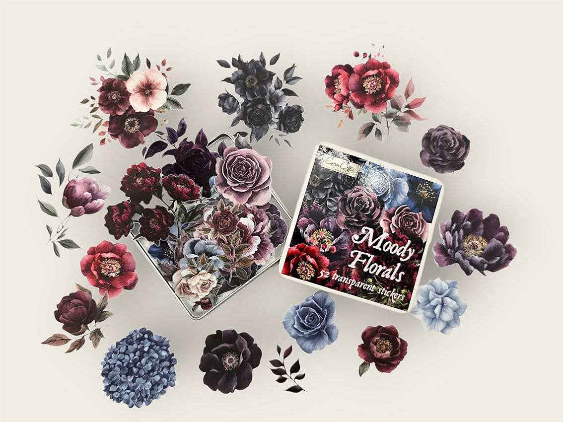 Moody Flowers Sticker Tin Box