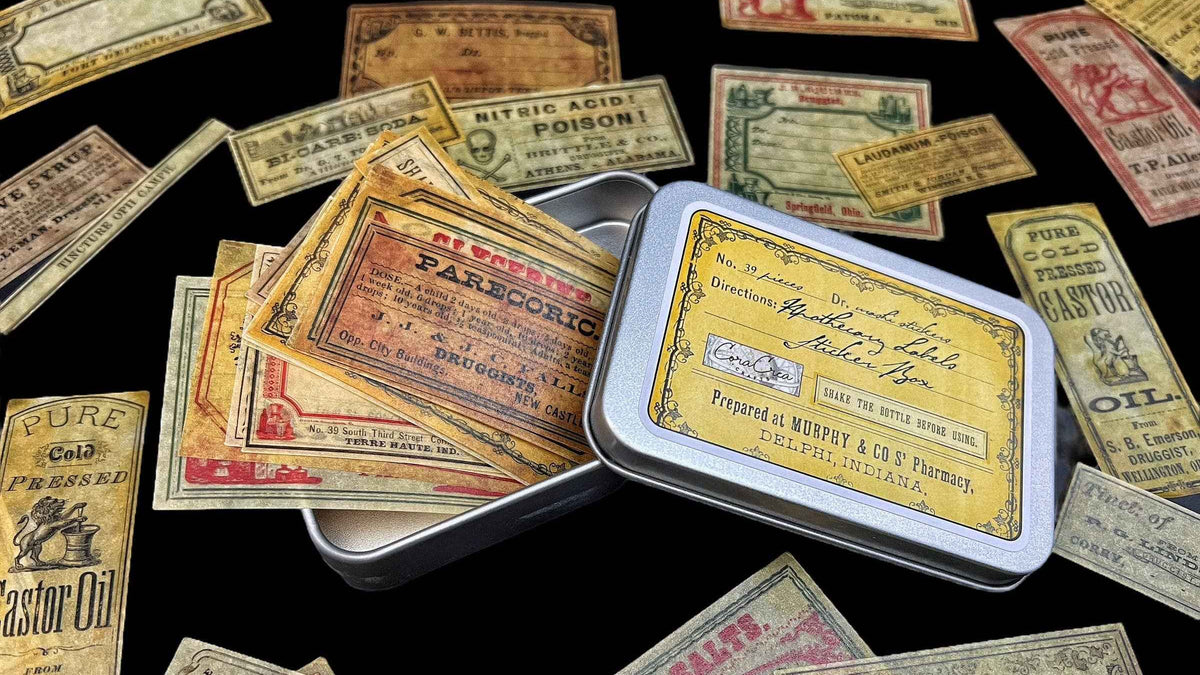 Apothecary Labels Sticker Tin