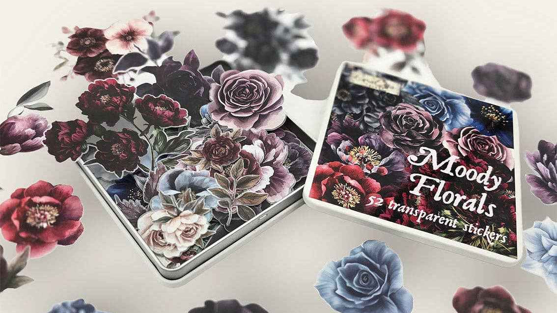 Moody Flowers Sticker Tin Box