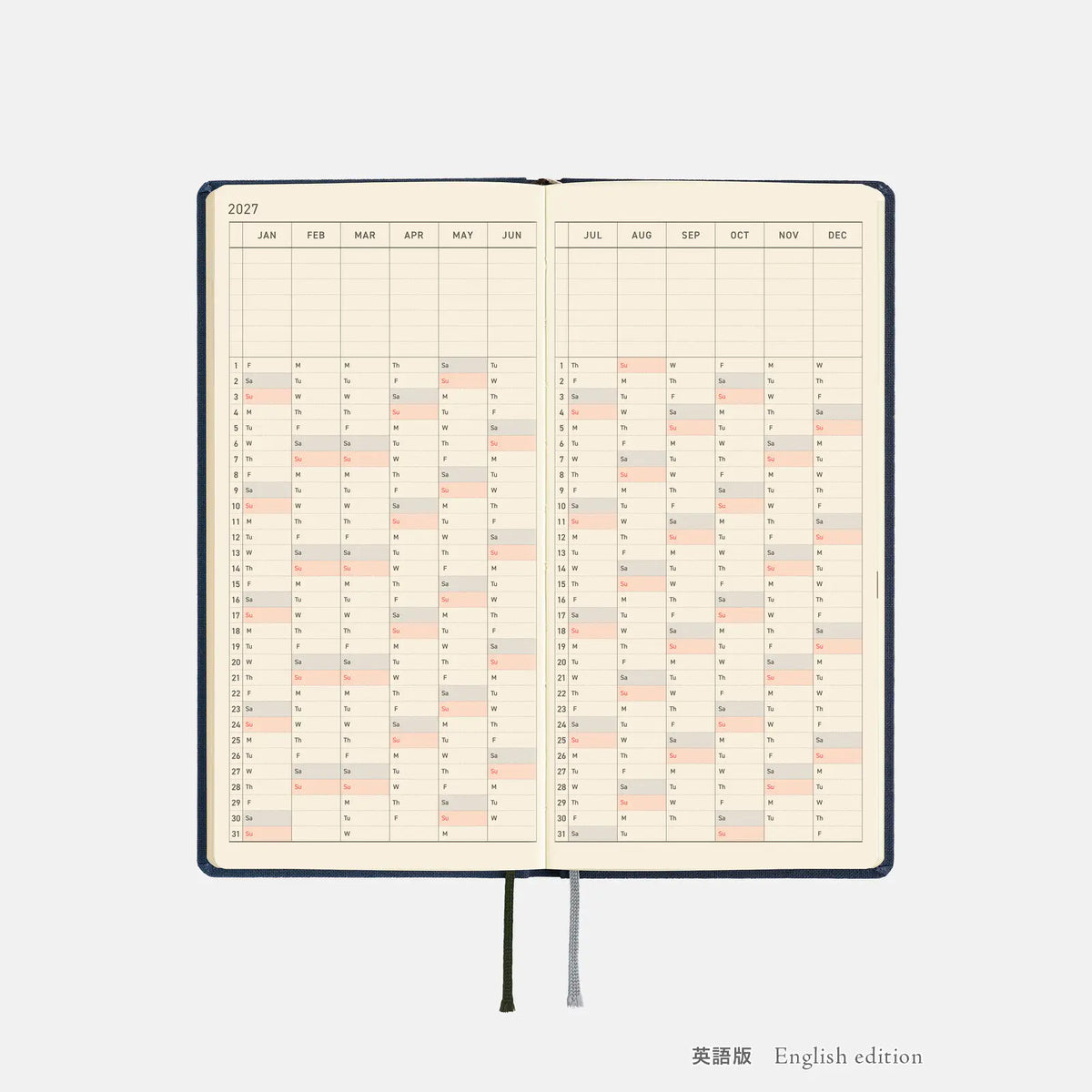 Hobonichi Techo Weeks MEGA 2027 -  Midnight Blue